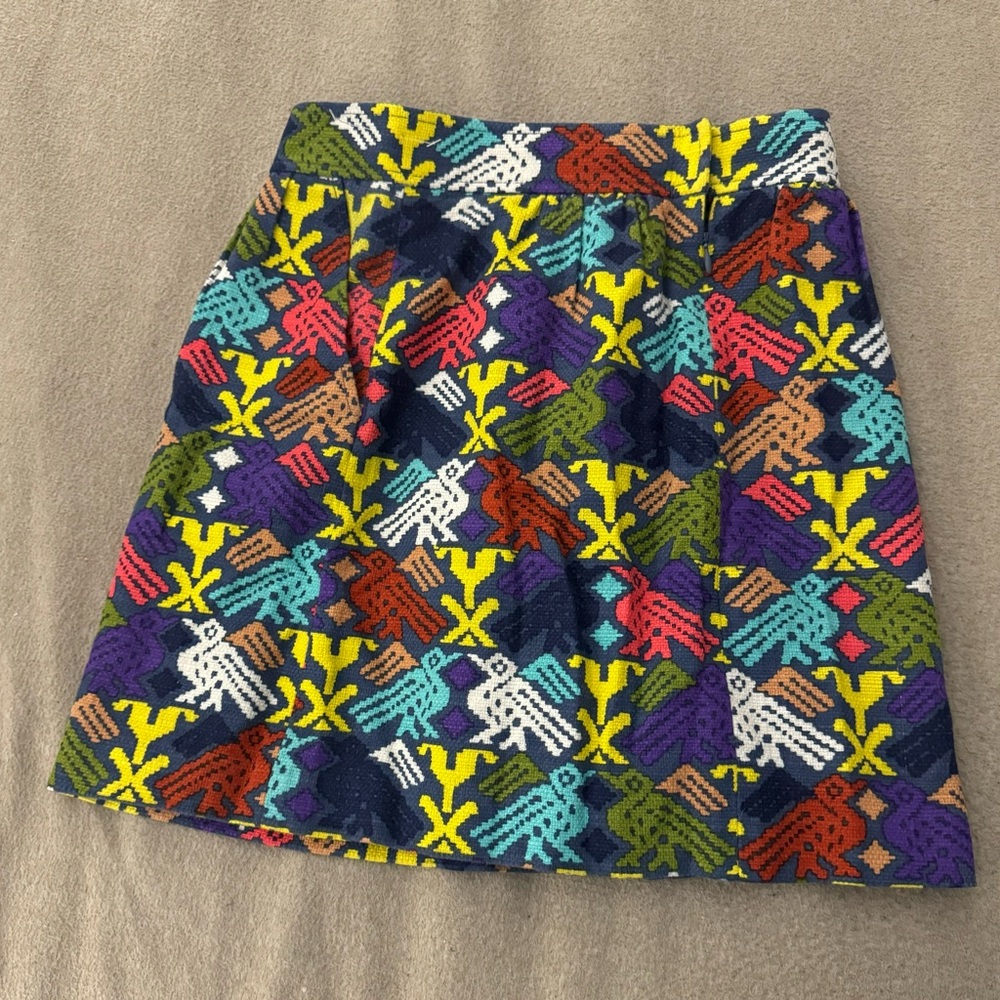 Anthropologie Tibi Cockatoo Kaleidoscope Skirt Aztec Tribal Print Size 4 - Picture 5 of 10